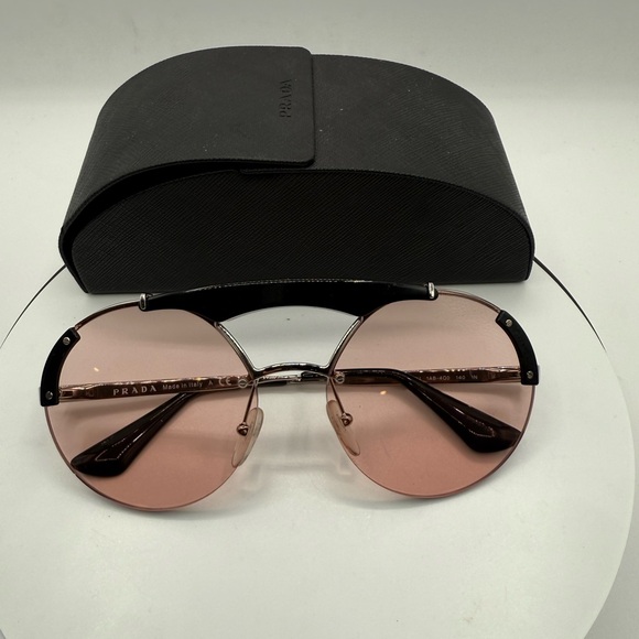 Prada Accessories - Prada pink Acetate pilot sunglasses with case EUC SPR 52U
